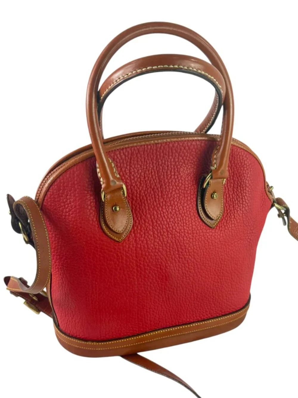 DOONEY & BOURKE Red Tan Leather Norfolk Satchel Crossbody Shoulder Bag